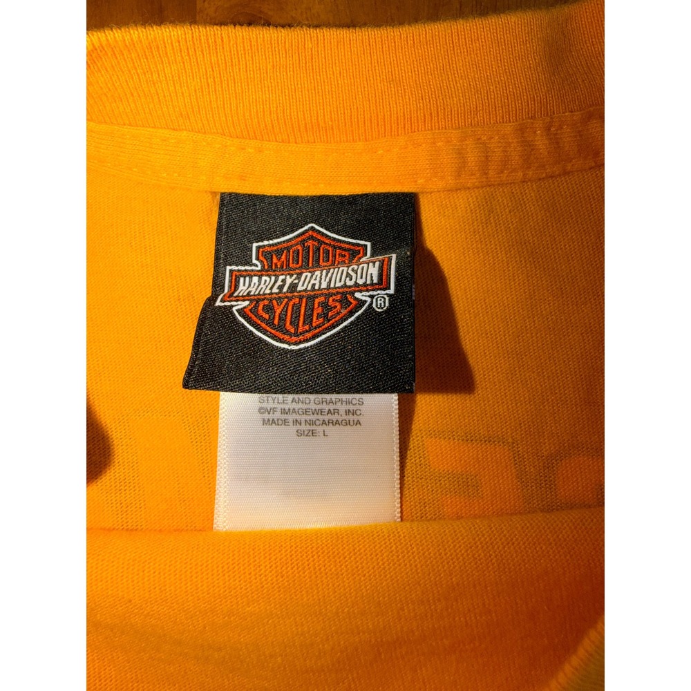 Harley-Davidson Laugermans York PA Yellow Pocket T-Shirt Large 2011 Vintage 341 - Picture 4 of 7